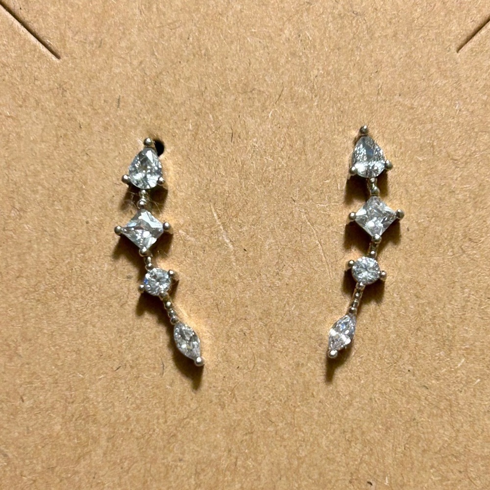 Dazzling Silver Crystal Journey Earrings